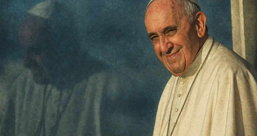 Imagen del papa Francisco mirando al horizonte