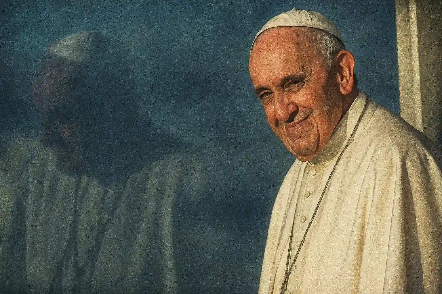 Imagen del papa Francisco mirando al horizonte